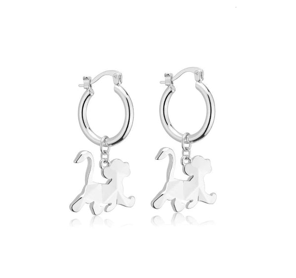 Disney 100 Simba Charm Hoop Earrings Silver