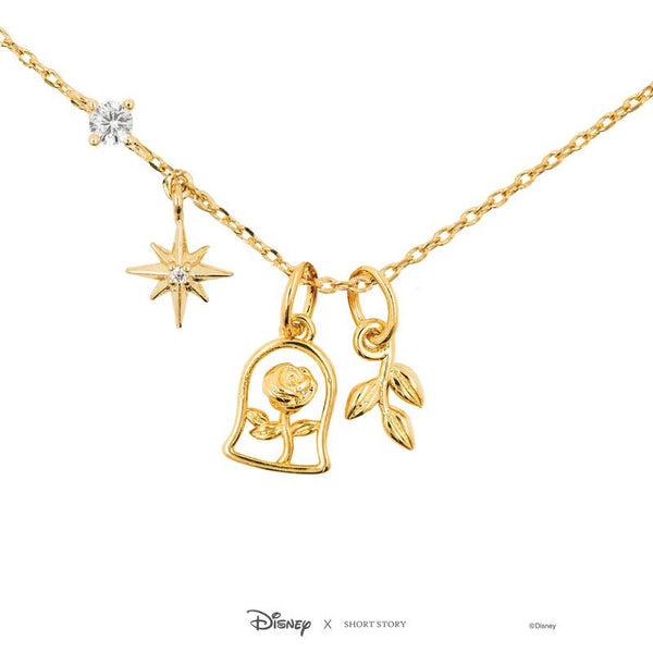 Disney Beauty and The Beast Necklace Gold