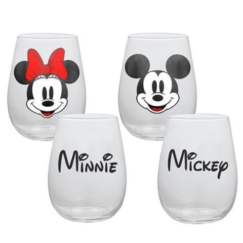 Mickey Mouse and Minnie 530ml Contour Glass Tumbler 2 Pack